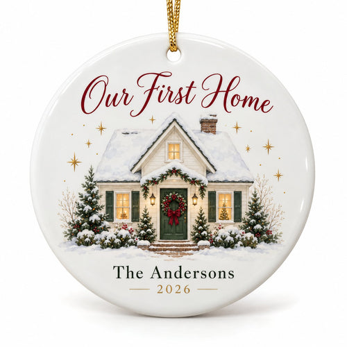 Our First Home personalized ceramic Christmas ornament