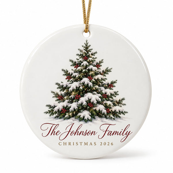 Classic pine tree family ornament